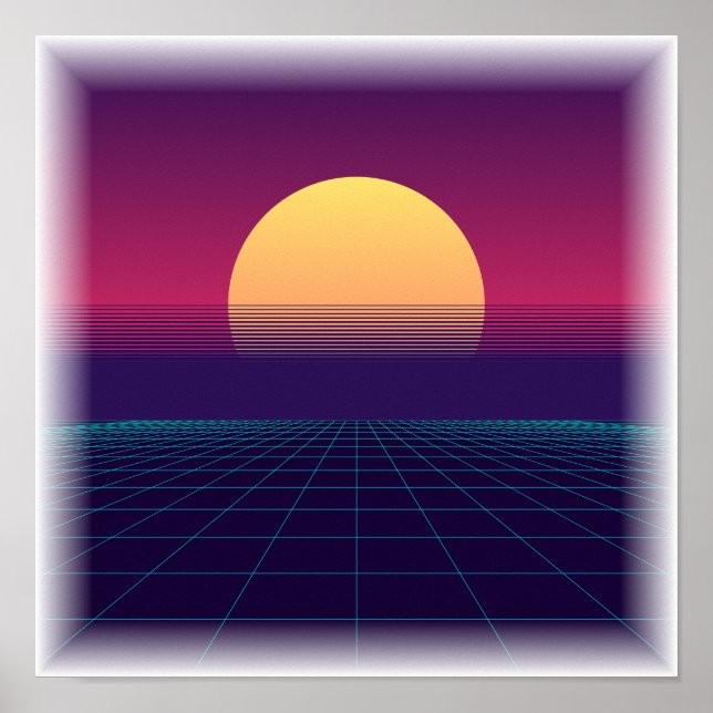 Synthwave Grid - Retrowave 80s Aesthetic Poster (Front)