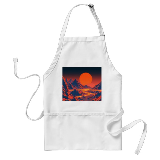 Synthwave Landscape with Neon Mountains Standard Apron (Front)