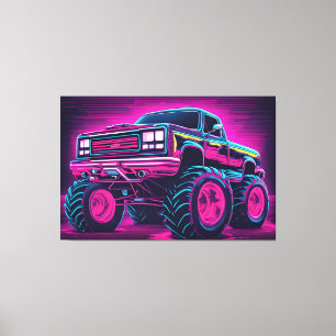Synthwave Monster Truck Canvas Print