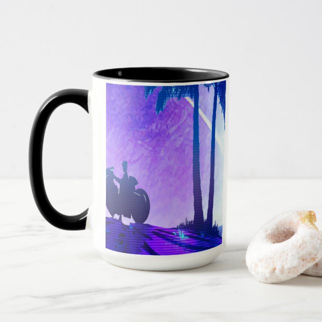 Synthwave Motorcycle Mug (Avec donut)
