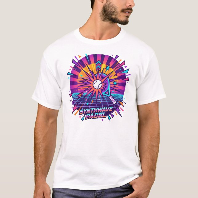 Synthwave Padel Retro Vector Illustration T-Shirt (Front)