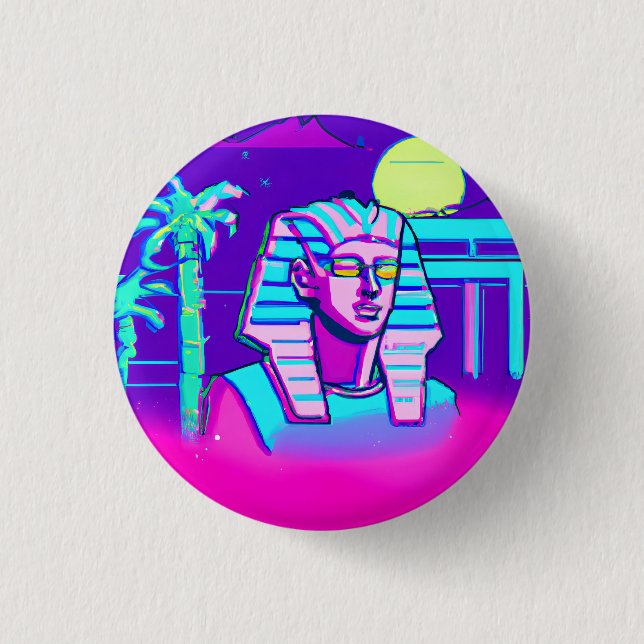 Synthwave Pharaoh 1 Inch Round Button (Front)