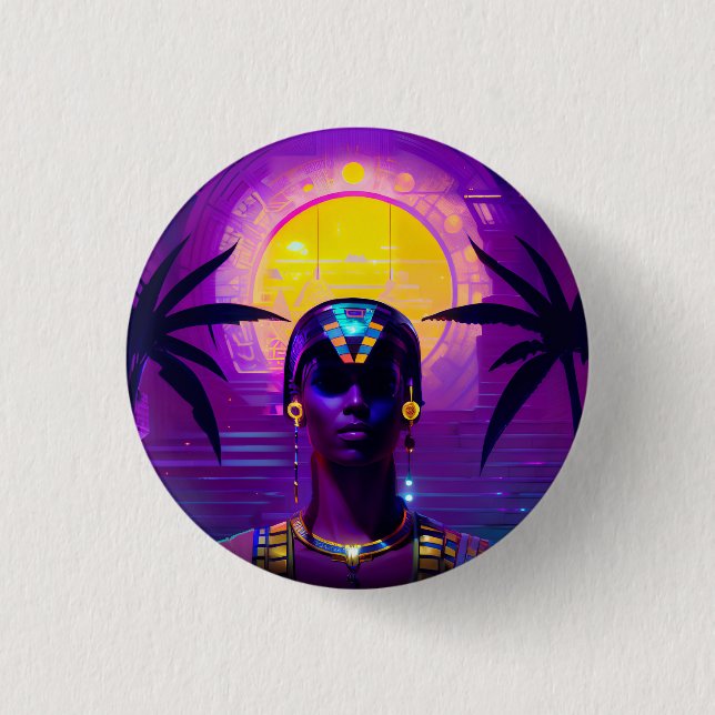 Synthwave Pharaoh 1 Inch Round Button (Front)