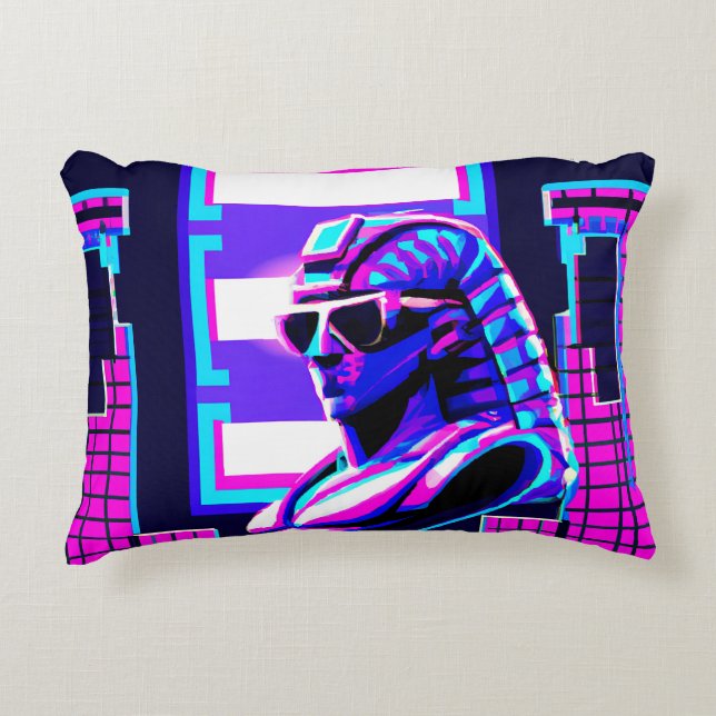 Synthwave Pharaoh Accent Pillow (Front)