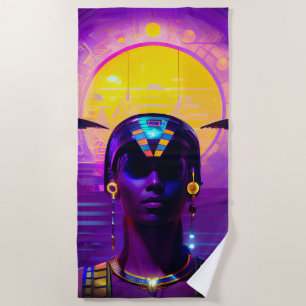 Synthwave Pharaoh Beach Towel