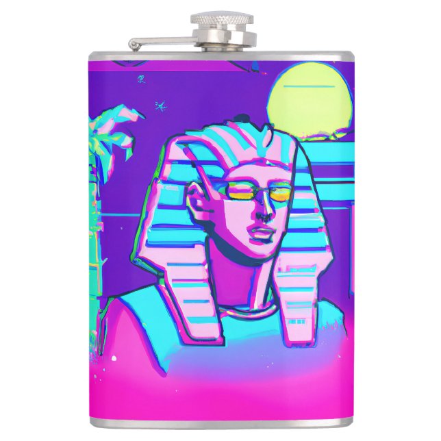 Synthwave Pharaoh Hip Flask (Front)
