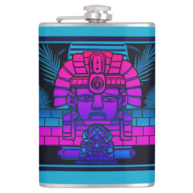 Synthwave Pharaoh Hip Flask (Front)