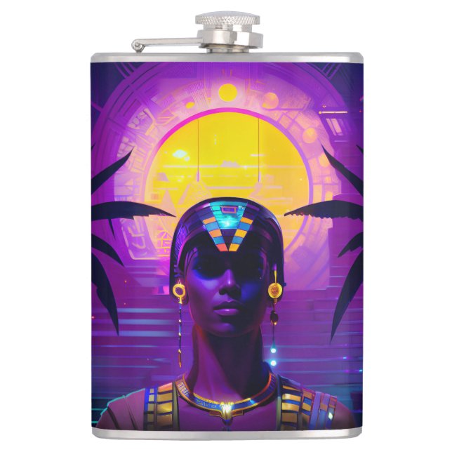 Synthwave Pharaoh Hip Flask (Front)