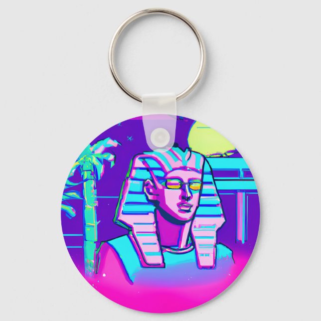 Synthwave Pharaoh Keychain (Front)