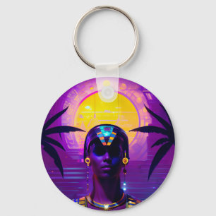 Synthwave Pharaoh Keychain