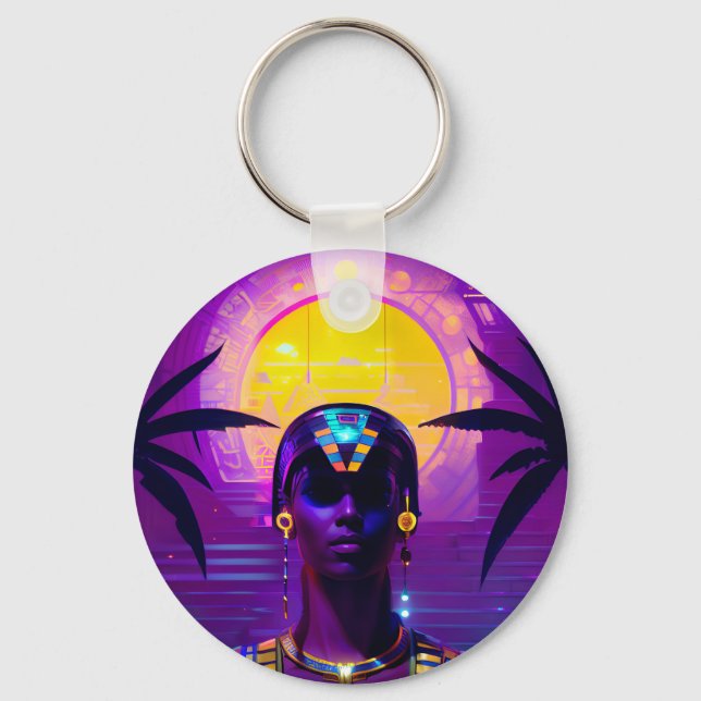 Synthwave Pharaoh Keychain (Front)