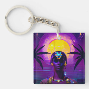 Synthwave Pharaoh Keychain