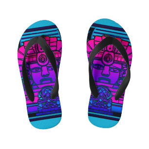 Synthwave Pharaoh Kid's Flip Flops