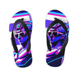 Synthwave Pharaoh Kid's Flip Flops