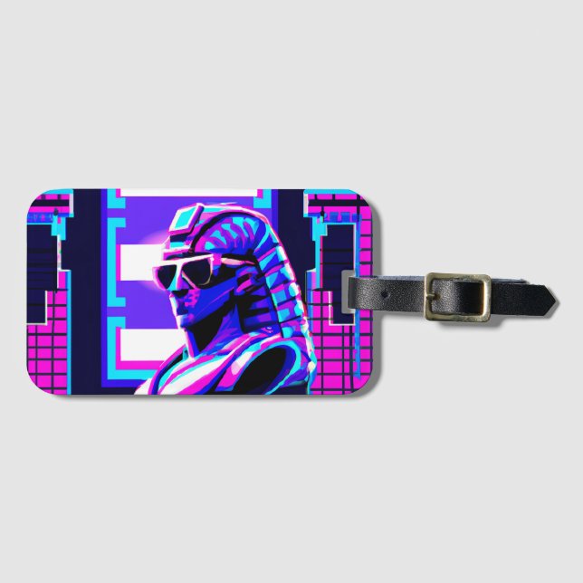 Synthwave Pharaoh Luggage Tag (Front Horizontal)