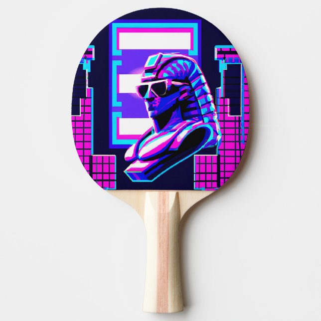 Synthwave Pharaoh Ping Pong Paddle (Front)