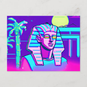 Synthwave Pharaoh Postcard