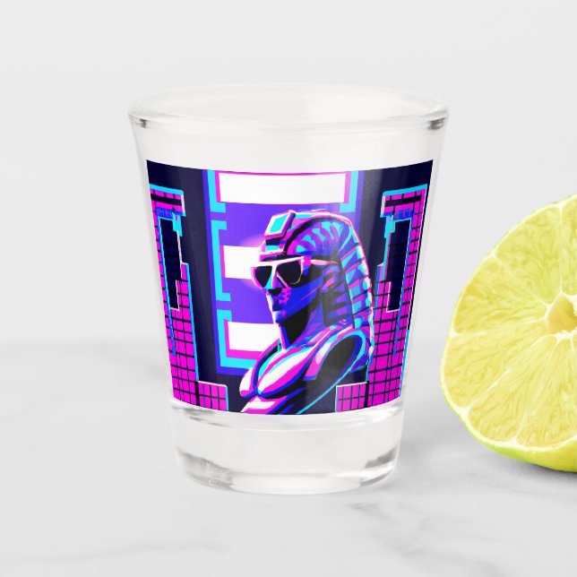 Synthwave Pharaoh Shot Glass (Front)