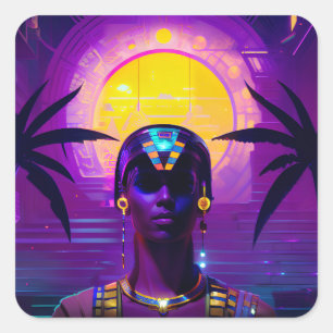 Synthwave Pharaoh Square Sticker