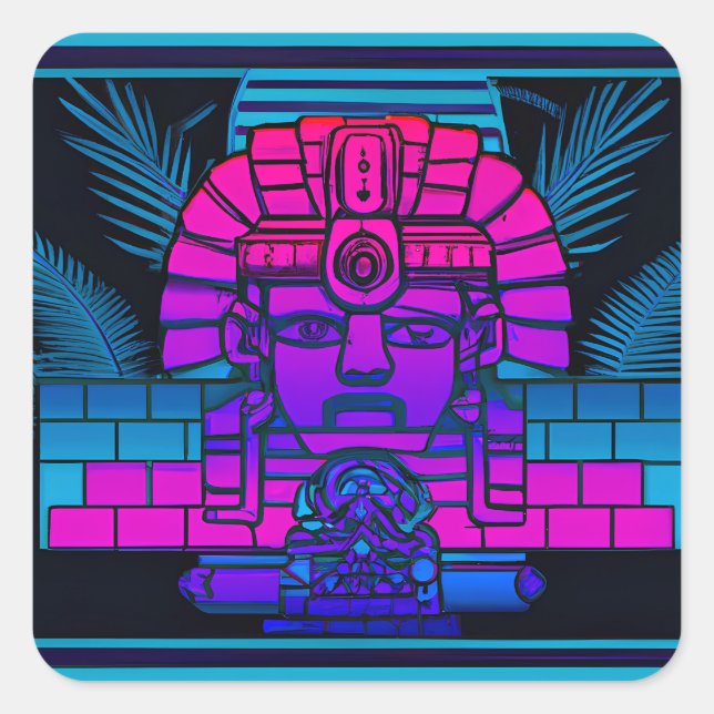 Synthwave Pharaoh Square Sticker (Front)