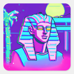 Synthwave Pharaoh Square Sticker