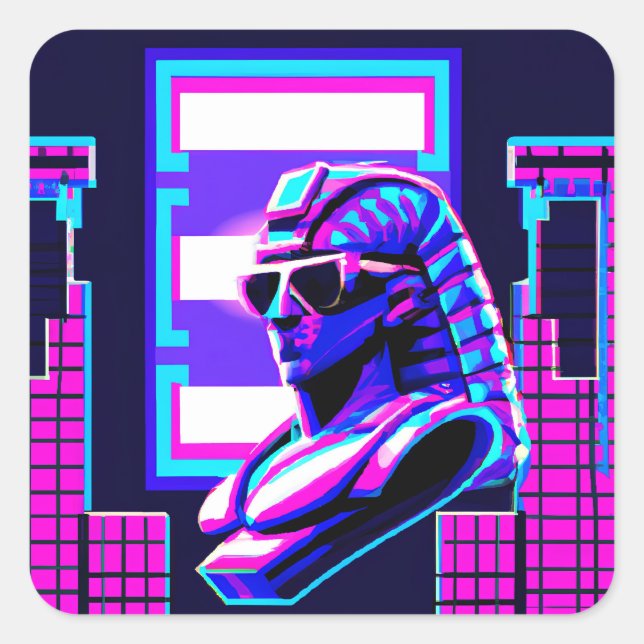 Synthwave Pharaoh Square Sticker (Front)