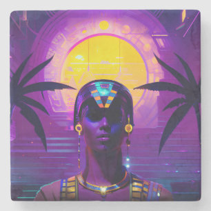 Synthwave Pharaoh Stone Coaster