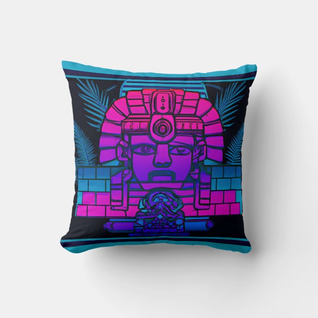 Synthwave Pharaoh Throw Pillow (Front)