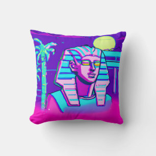 Synthwave Pharaoh Throw Pillow