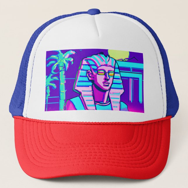 Synthwave Pharaoh Trucker Hat (Front)
