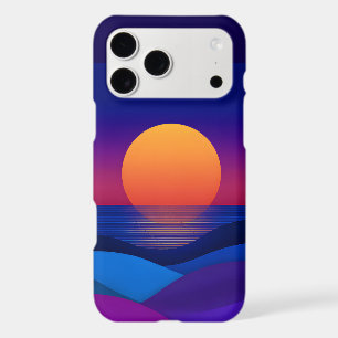 Synthwave Sunset Abstract Waves iPhone Case