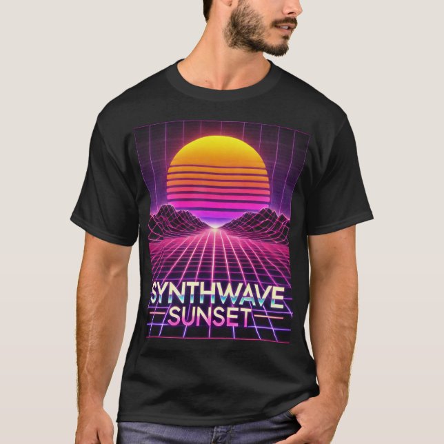Synthwave Sunset Retro Futuristic Art Print – 80s T-Shirt (Front)