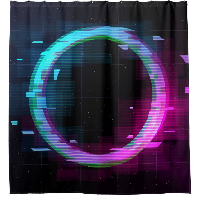 Synthwave Vaporwave Retrowave Glitch Circle with b (Front)
