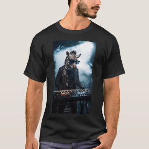 Synthwave Zebra Keyboardist T-Shirt