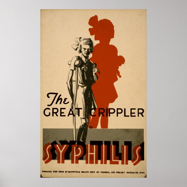 Syphilis Great Crippler Vintage WPA Health Poster (Front)