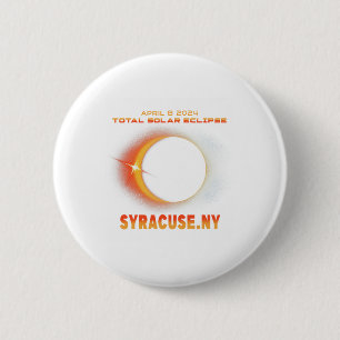 Syracuse New York Total Solar Eclipse 2024 1 2 Inch Round Button