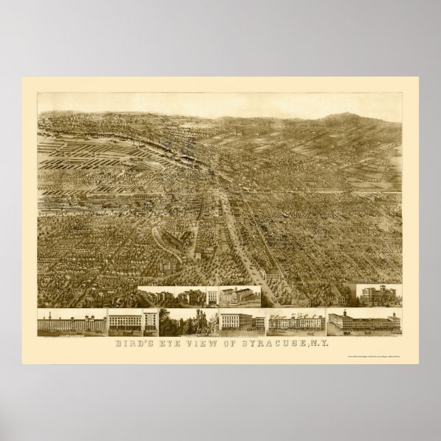 Syracuse, NY Panoramic Map - 1868 Poster (Front)