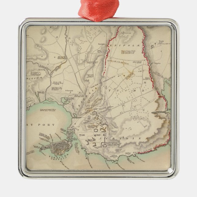 Syracuse & remaining vestiges of its five cities metal ornament (Front)