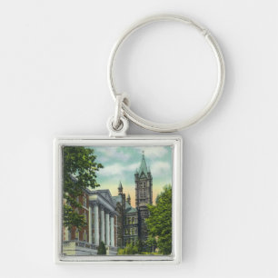 Syracuse U Campus View Showing Crouse College Keychain