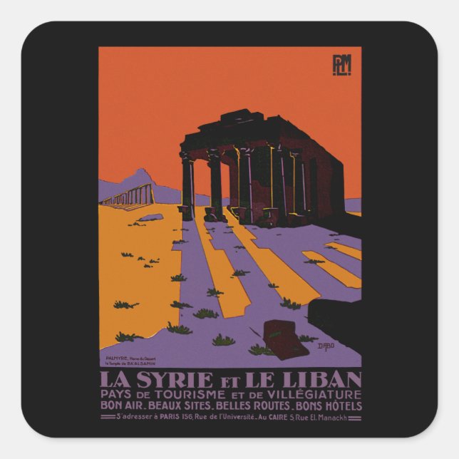 Syria and Lebanon Square Sticker (Front)