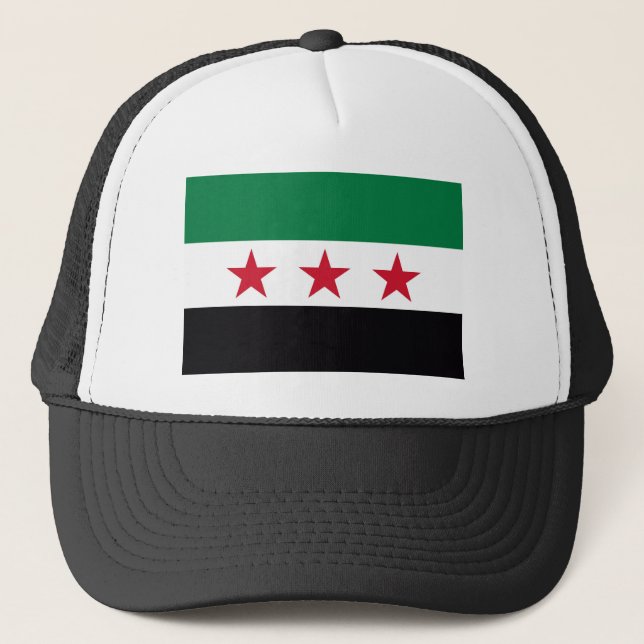 Syria country revolution new flag symbol trucker hat (Front)