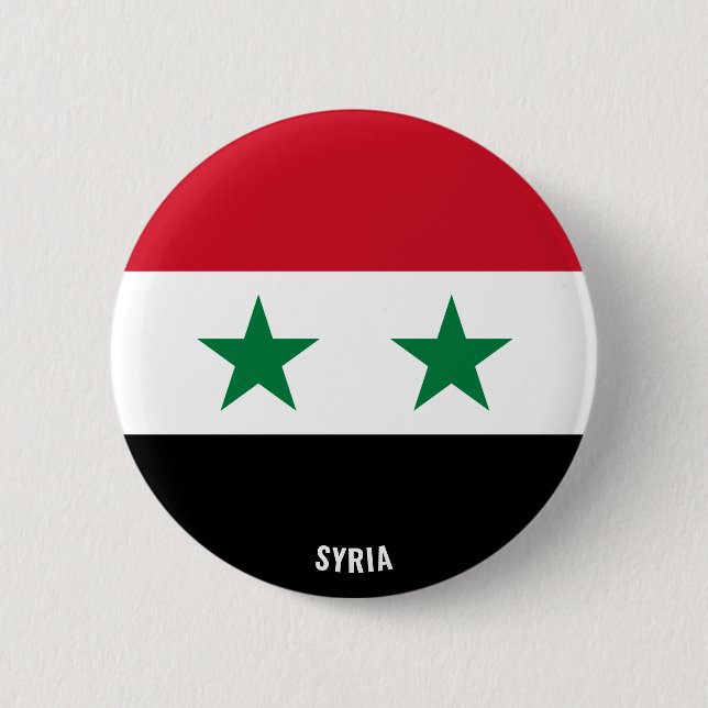 Syria Flag Charming Patriotic 2 Inch Round Button (Front)