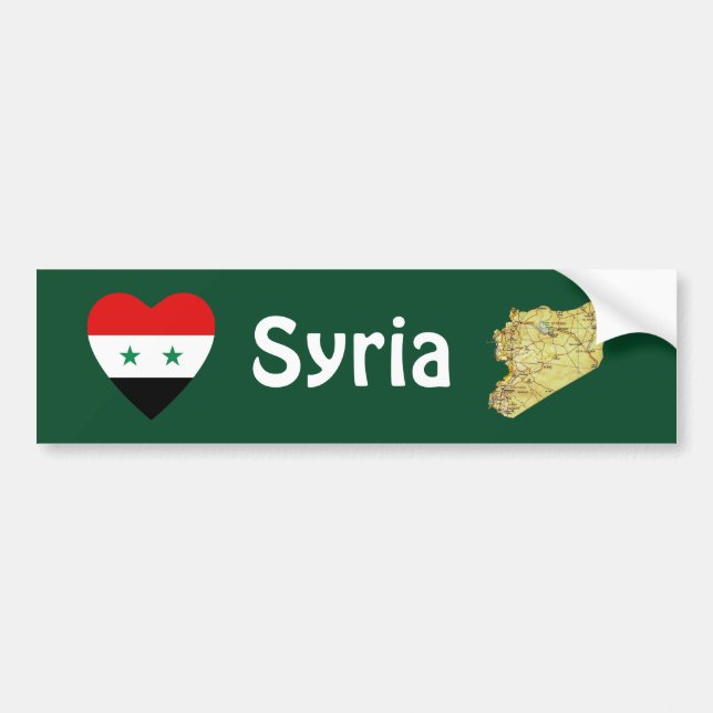 Syria Flag Heart + Map Bumper Sticker (Front)