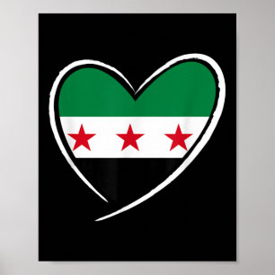 Syria Flag Heart Syrian Men Women Kids Boys Girls  Poster