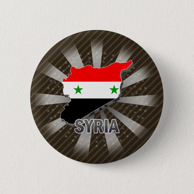 Syria Flag Map 2.0 2 Inch Round Button (Front)