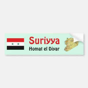 Syria Flag + Map Bumper Sticker
