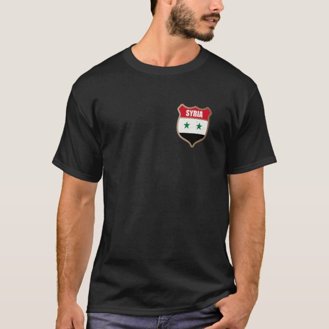 Syria Flag Patch For Syrians & Who Love Damascus T-Shirt (Front)