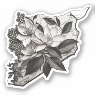 Syria (Flowers Map) Botanic Design خريطة سوريا