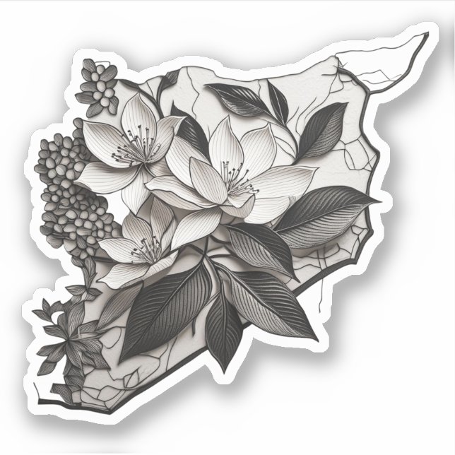 Syria (Flowers Map) Botanic Design خريطة سوريا (Front)