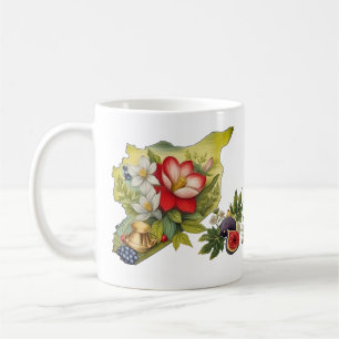 Syria (Flowers Map) Botanical خرطة سوريا Coffee Coffee Mug